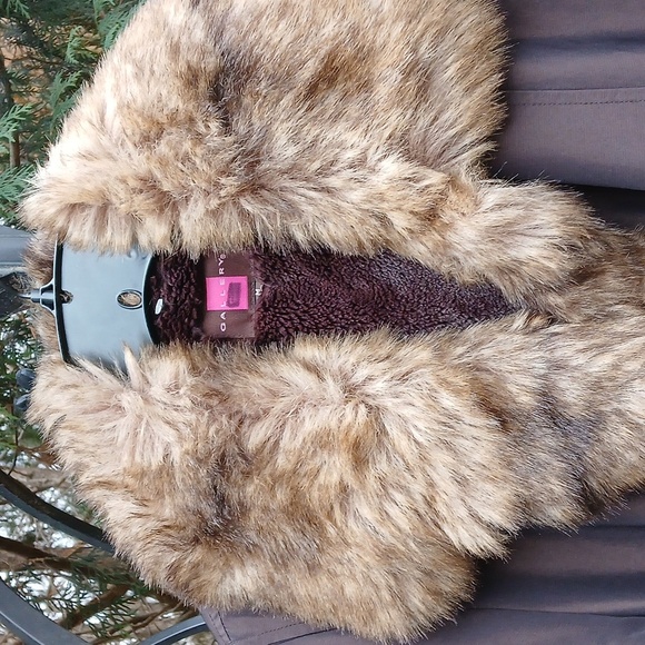 Gallery Womens Brown Long Sleeve Fur Collared  Trench Coat Size Medium - Picture 2 of 12